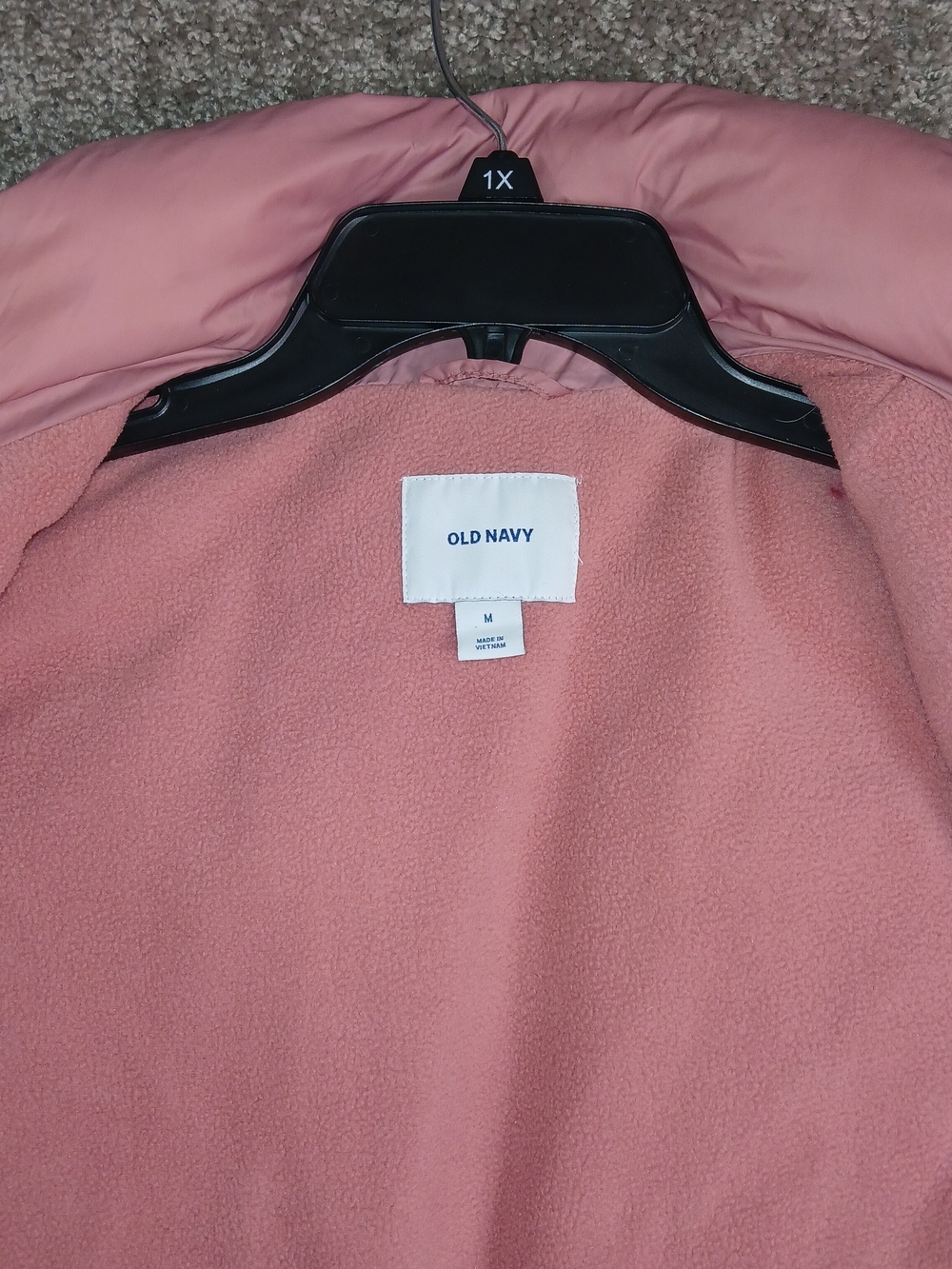 Old Navy Puffer Vest Womens Size M Pink Fleece Lined Full Zip Snap Pockets - Picture 8 of 10